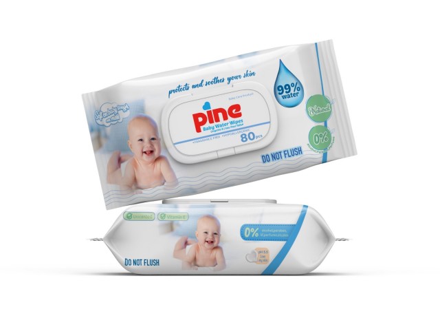PINE WATER WIPES 99% вода , 80бр 